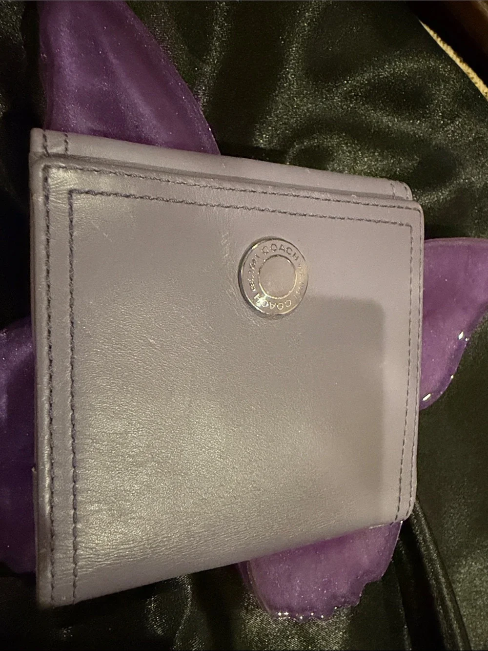 COACH Lavender Leather Snap Wallet - Lilac Color